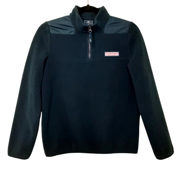 Vineyard Vines Fleece Pullover Quarter Zip Sweatshirt Navy Blue Women M Nautical - Picture 1 of 10